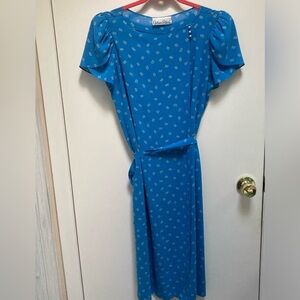 80’s Alison Peters blue wrap dress